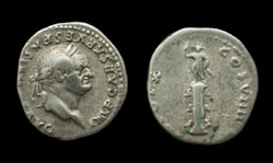 Vespasian, Denarius, Rostral Column reverse, Look!